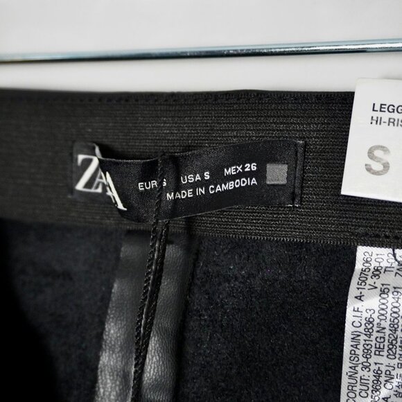 Zara High-Rise Faux Leather Leggings with Front Seams & Side Zip - Picture 6 of 7